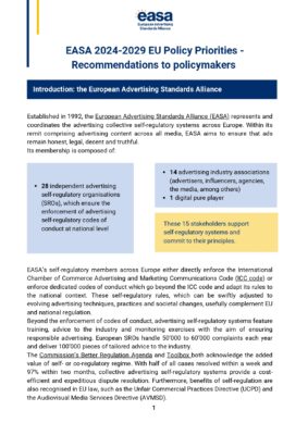 EASA’s policy priorities and recommendations to policymakers 2024-2029